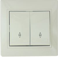 Вимикач 2-кл. прохідний кремовий Mira, Lezard