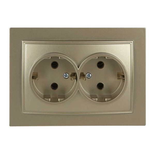 Розетка Nilson Thor золото 2-на з заземленням ( 27151025 )