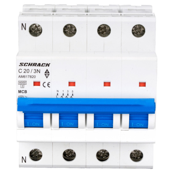 Автоматичний вимикач Schrack AM617820 6кА 20А 3P+N C - фото №1