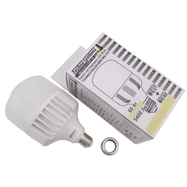 Світлодіодна лампа TNSy LED Bulb-T160-60W-E27-E40-220V-4000K-5400L Alum ICCD (TNSy5000512) - фото №1