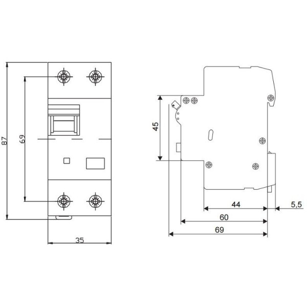 Диф автомат SEZ PFI2 B 40A/0,03A (PFI2B_40A/0,03A) - фото №2