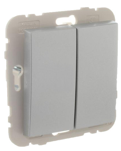 Двухклавишный лестничный выключатель Logus 21101 TAL 10АХ 250В (алюминий)