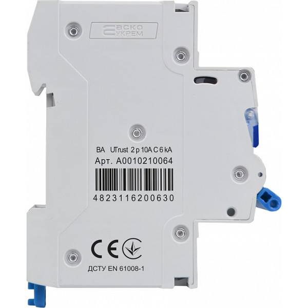 Автоматичний вимикач Аско-Укрем UTrust 2р 10А С 6kА (A0010210064) - фото №2