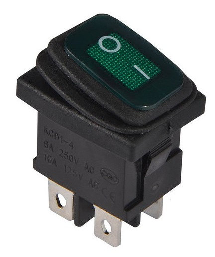 Переключатель TNSy KCD1-4-201WN G/B с подсветкой IP65 зеленый (TNSy5500703)