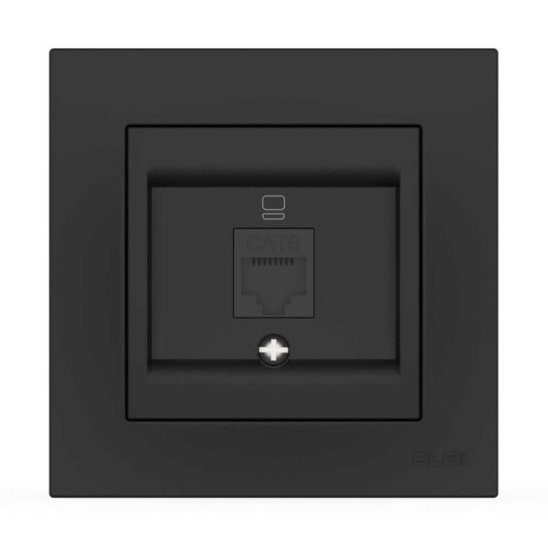 Розетка EL-BI VEGA черная мат компьютерная 1-я CAT6 RJ45 ( 510-014800-247 )