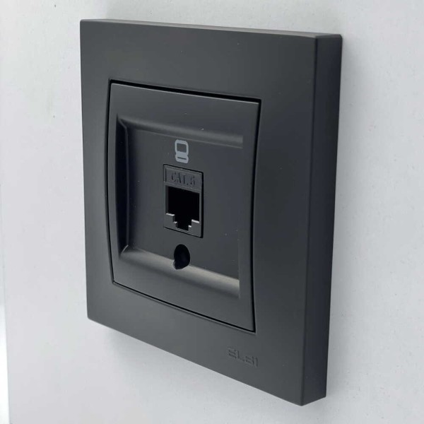 Розетка EL-BI VEGA черная мат компьютерная 1-я CAT6 RJ45 ( 510-014800-247 ) - фото №2