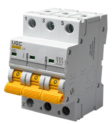 Автоматичний вимикач UEC SB-M8 3P 6A C 4,5кA (MCB45-3-006-C)