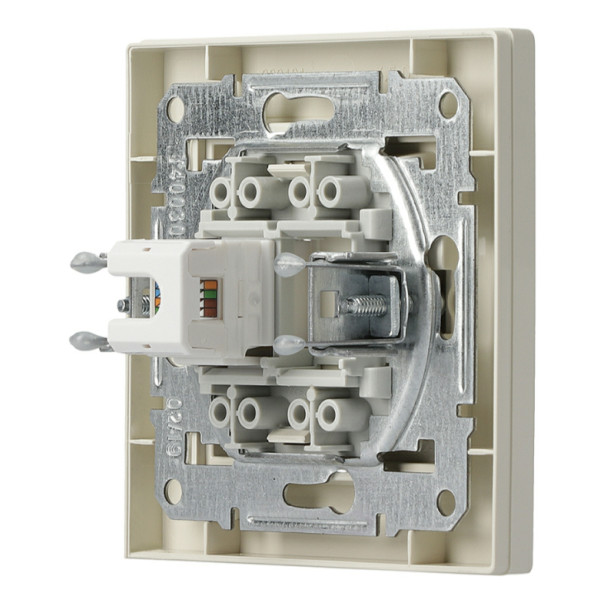 Розетка компьютерная одинарная RJ45 кат.5е UTP кремовая Asfora, EPH4300123 - фото №3