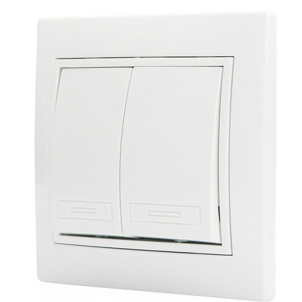 Двухклавишный выключатель Аско-Укрем Fl (BBсб10-2-0-Fl-W)