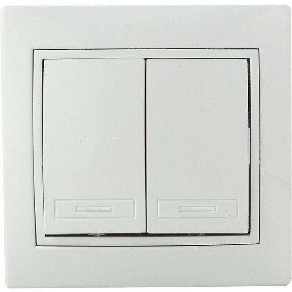 Двухклавишный выключатель Аско-Укрем Fl (BBсб10-2-0-Fl-W) - фото №1