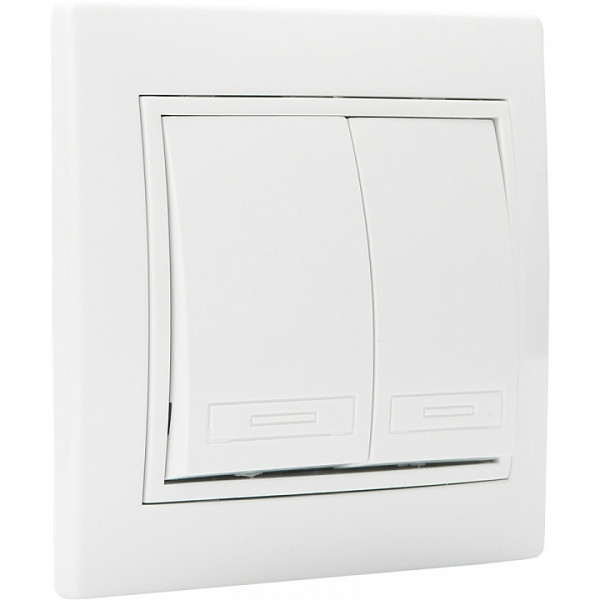 Двухклавишный выключатель Аско-Укрем Fl (BBсб10-2-0-Fl-W) - фото №3