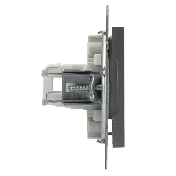 Розетка компьютерная 5eUTP двойная без рамки сталь Asfora, EPH4400162 - фото №2