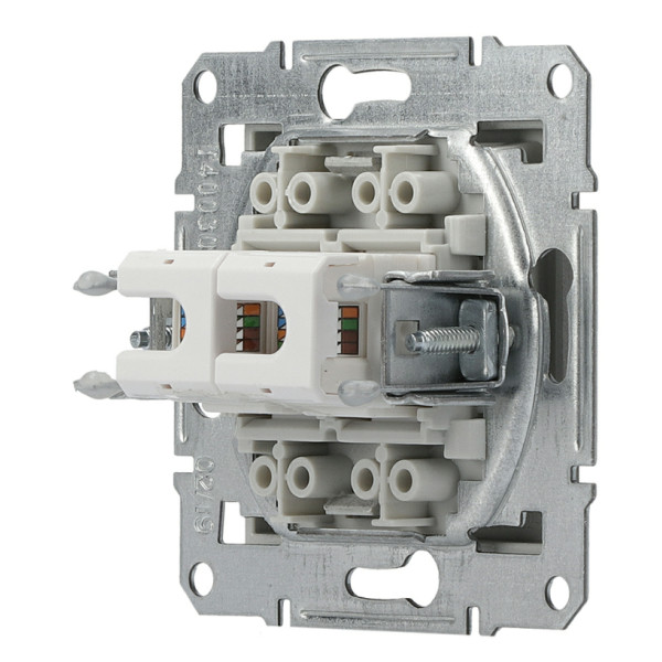 Розетка компьютерная 5eUTP двойная без рамки сталь Asfora, EPH4400162 - фото №3