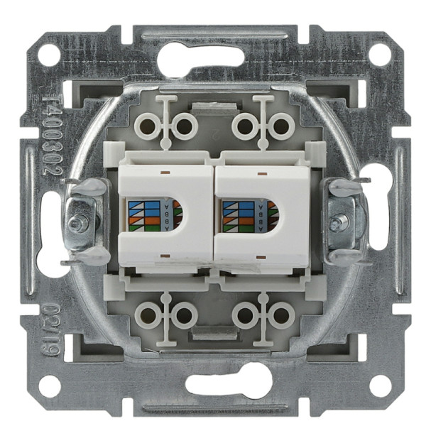 Розетка компьютерная 5eUTP двойная без рамки сталь Asfora, EPH4400162 - фото №4