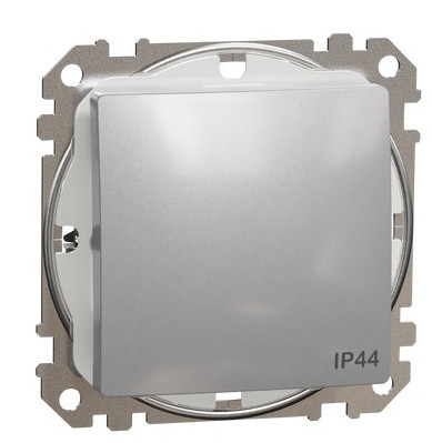 Одноклавішний перемикач Schneider Electric Sedna Design & Elements з кришкою IP44 алюміній SDD213106