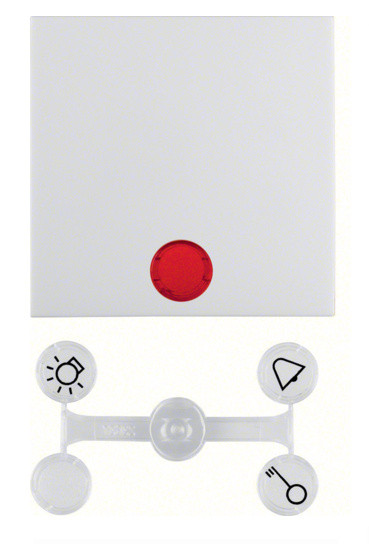 Клавіша одинарна з червоною лінзою, полярна білизна, Berker S.1 - фото №1