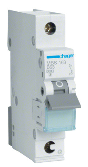 Автоматичний вимикач Hager MBS163 QC 6кА B 63A 1P