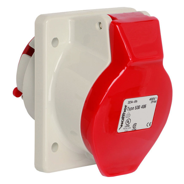 Наклонный силовой разъем WALTHER WL510406 (3p+PE) 16А IP44