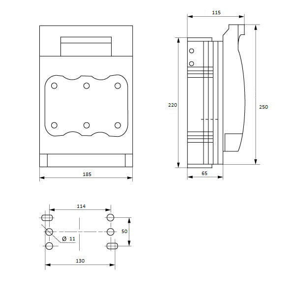Выключатель-разъединитель под предохранитель Promfactor FPSH 250A 3P (FPSH2503) - фото №1