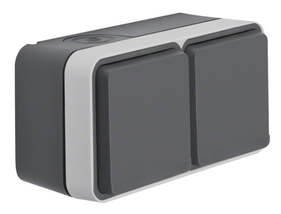 Розетка двойная с з/к и крышкой Berker W.1