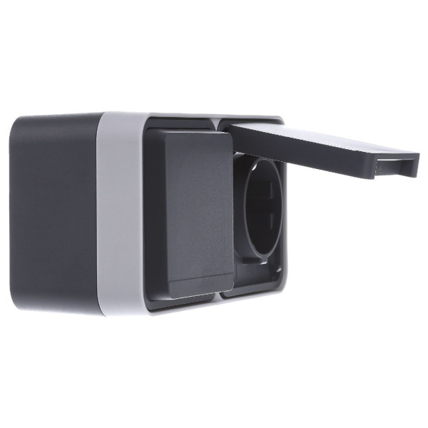 Розетка двойная с з/к и крышкой Berker W.1 - фото №2