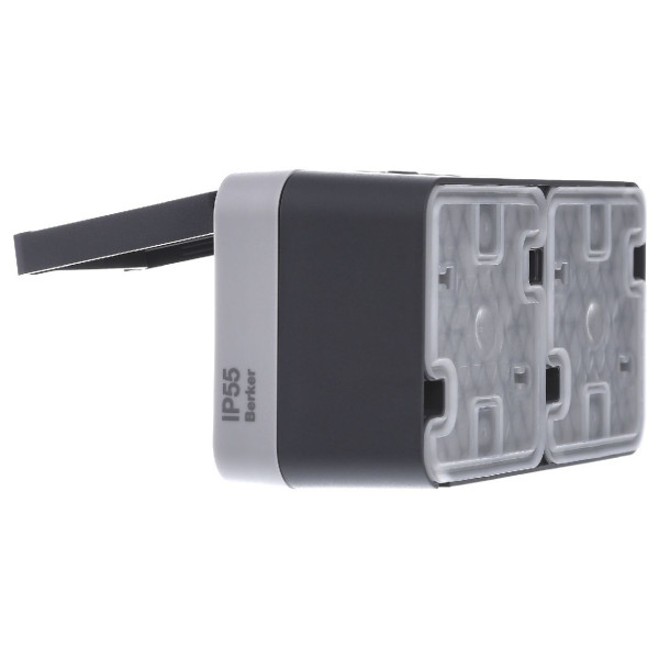 Розетка двойная с з/к и крышкой Berker W.1 - фото №3