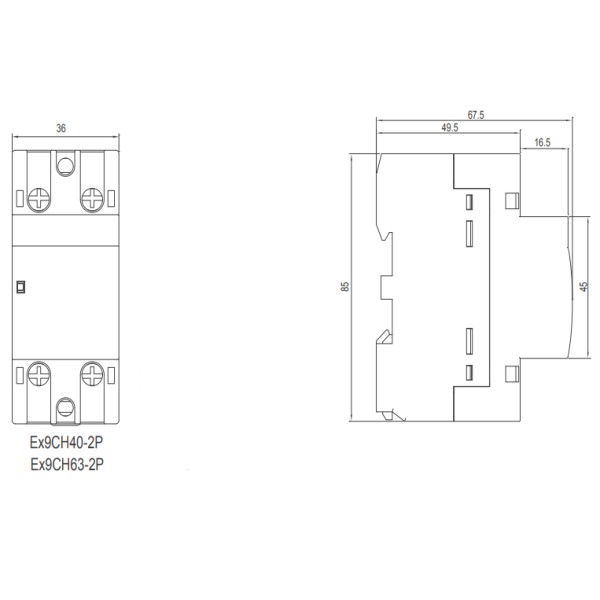 Модульний контактор NOARK Ex9CH63 20 220В 63А 2NO (102423) - фото №1