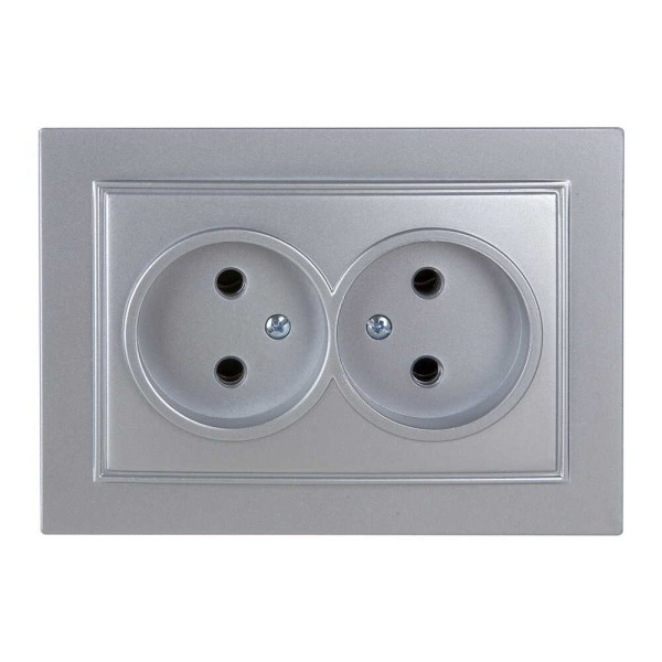 Розетка EL-BI VEGA сірий металік 2-на без заземлення ( 510-011030-908 )