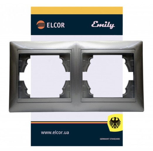 Двомісна горизонтальна рамка Elcor Emily 9215 (211557) (сірий металік) - фото №1
