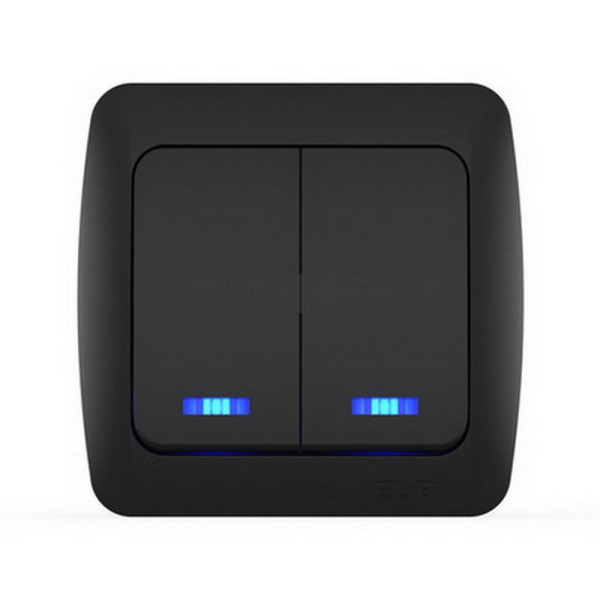 Вимикач ALSU чорний мат 2-кл з підсвіткою ( 504-014800-203 )