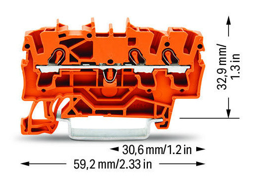 Клема Wago 2002-1302 Topjob S 2,5-4мм² (оранжева) - фото №1