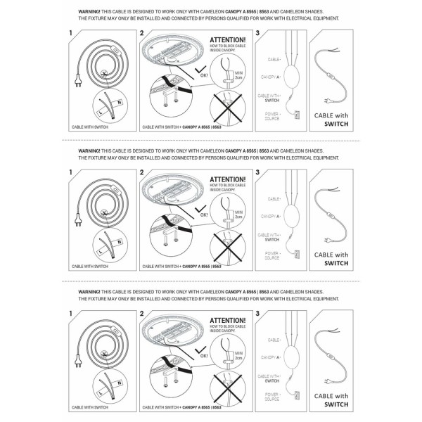 Електрический провод Nowodvorski 8612 Cameleon Cable With Switch IP20 Wh - фото №1
