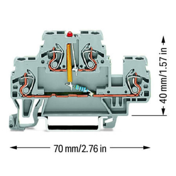 Двухуровневая клемма Wago 870-543/281-434 со светодиодом (серая) - фото №1