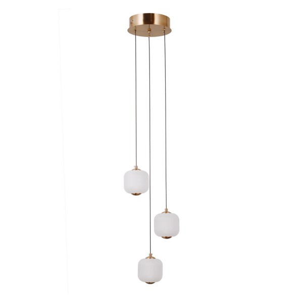 Подвесной светильник, люстра Italux PND-34362-3-HBR-OPAL Ganti LED 3x8W 3000K 865Lm IP20 золотой