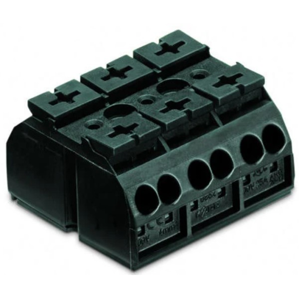 Клеммная колодка Wago 862-503 с фиксацией винтами на поверхности без маркировки (черная)