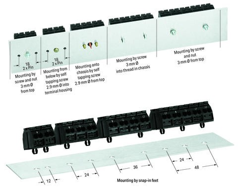 Клеммная колодка Wago 862-503 с фиксацией винтами на поверхности без маркировки (черная) - фото №4