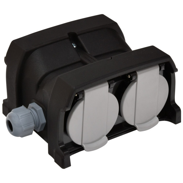 Розетка кабельная 4-местная ETI ERS-4CM 2Р+РЕ Schuko каучук IP44 черная - фото №1