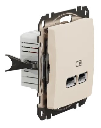 USB розетка Schneider Electric Sedna Design & Elements A+A 2,1A бежева SDD112401 - фото №1