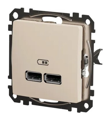 USB розетка Schneider Electric Sedna Design & Elements A+A 2,1A бежева SDD112401 - фото №4