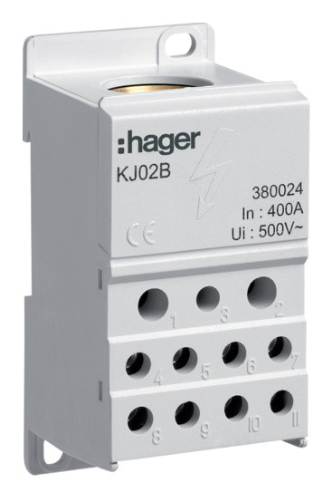 Блок розгалужувач Hager 400A (вхід 1х150мм2; вихід 2х25х16мм2+4х10мм2)
