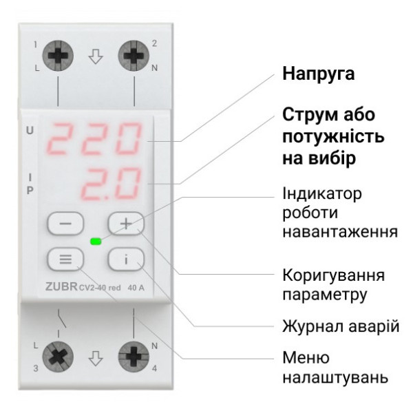 Реле напруги ZUBR CV2-50 red - фото №1