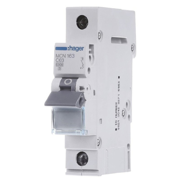 Автоматичний вимикач Hager MCN163 6кА C 63A 1P