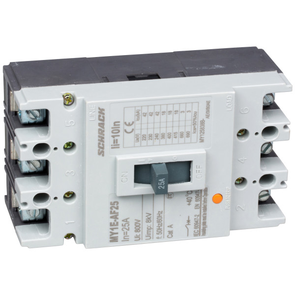 Автоматичний вимикач у литому корпусі АF типу Schrack MY125838B 18кА 25А 3P - фото №1