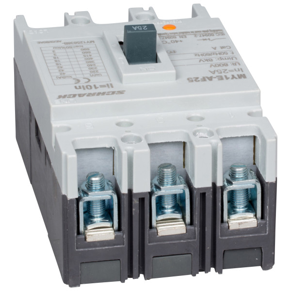 Автоматичний вимикач у литому корпусі АF типу Schrack MY125838B 18кА 25А 3P - фото №4