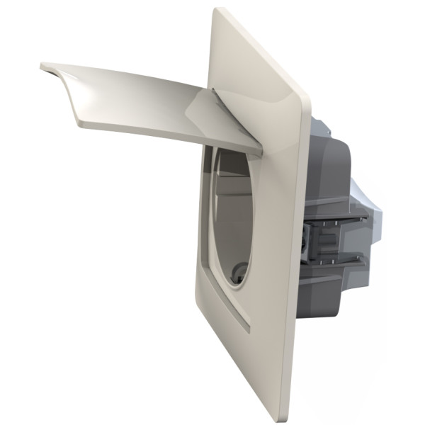 Механізм Schuko розетки Plank Electrotechnic Classic/Nordic (PLK0551131) IP44 з кришкою (слонова кістка) - фото №1