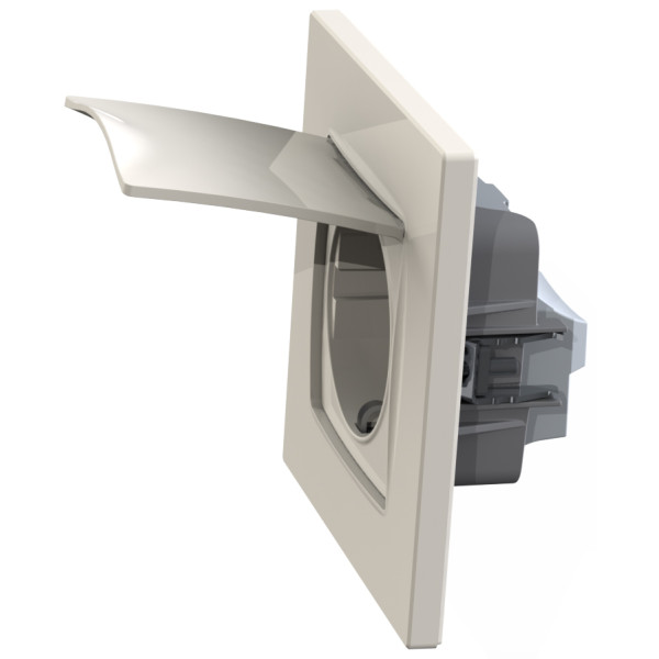 Механізм Schuko розетки Plank Electrotechnic Classic/Nordic (PLK0551131) IP44 з кришкою (слонова кістка) - фото №2