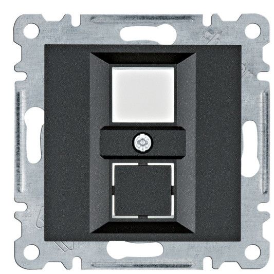 Двойная панель Hager WL2323 Lumina для RJ12/RJ45 (черная)