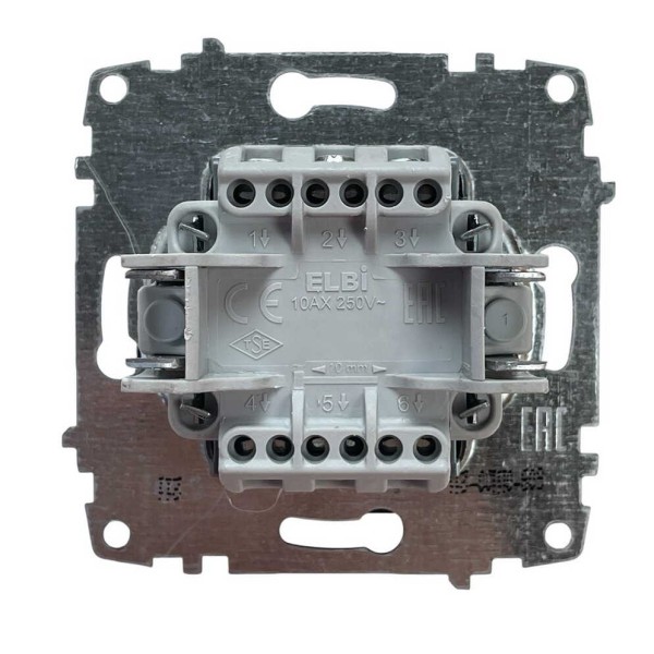 Вимикач ELBI ZENA чорний металік 2кл прохідний без рамки ( 609-011100-211 ) - фото №1