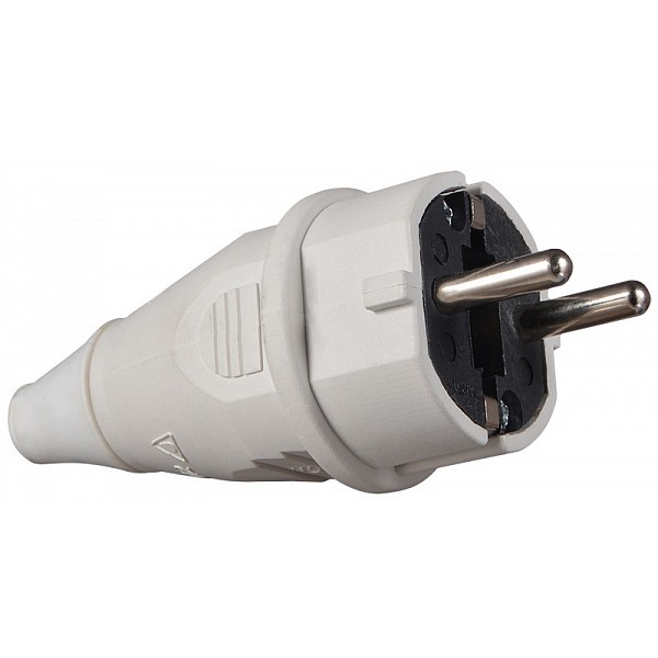 Вилка Аско-Укрем ВП 2Р+РЕ 16А/2 220В (012) белая (A0080010013) - фото №2