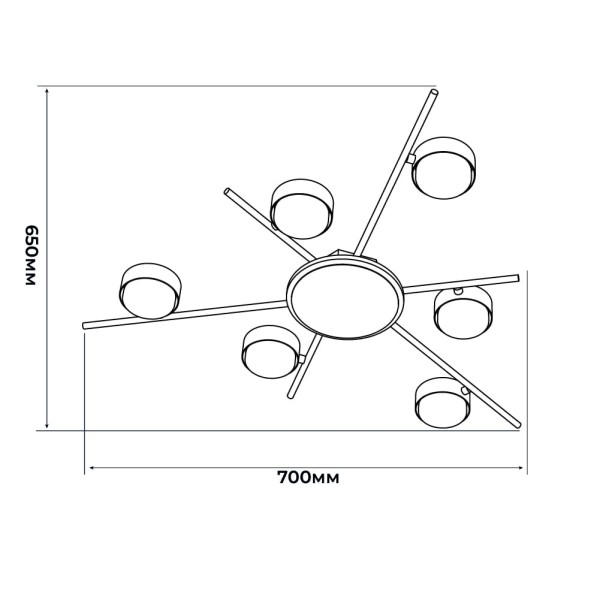 Светильник под лампу PANAMERA 6хGX53 IP20 черный Violux ( 340122 ) - фото №1